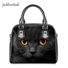 Сумка Jackherelook с верхней ручкой в виде черного кота, женская сумка, сумка на плечо, сумка для покупок из искусственной кожи, Повседневная сумка для хранения для девушек, женские тоуты