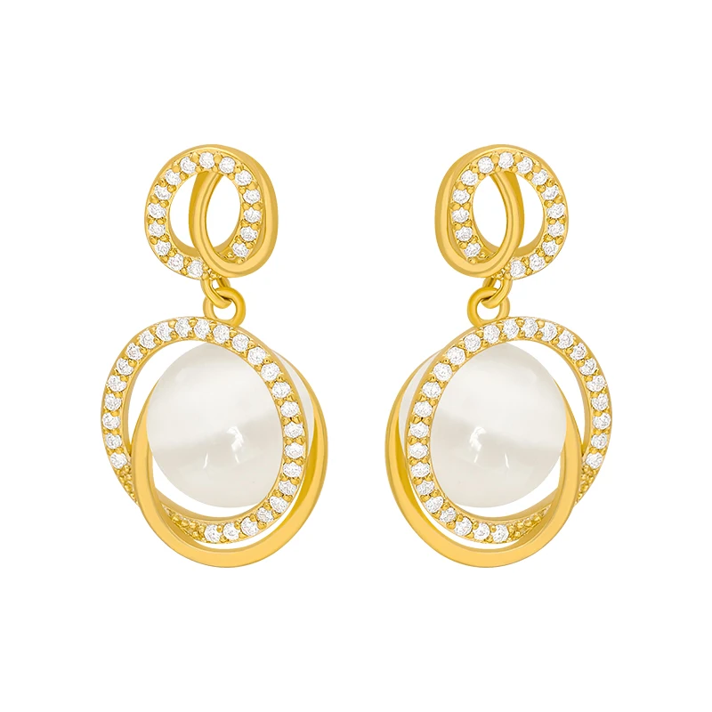

New Classic Earrings 2020 Trend Geometric Elements Oval Opal Earring Elegant Female Earrings Luxury Party Fashion Drop Earrings
