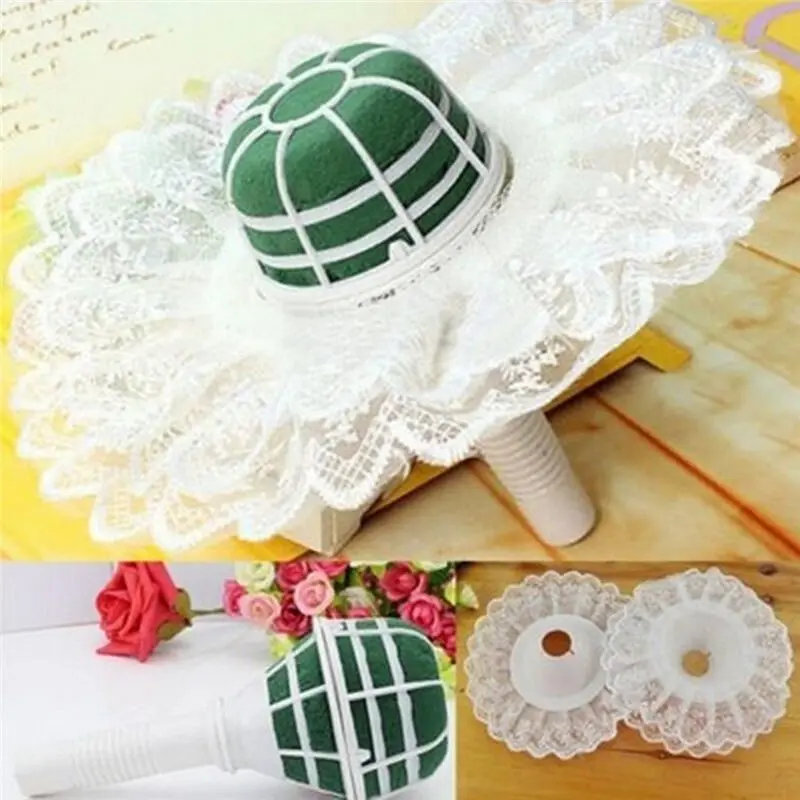 

Light Foam Bouquet Handle DIY Wedding Flower Holder Decoration With Lace