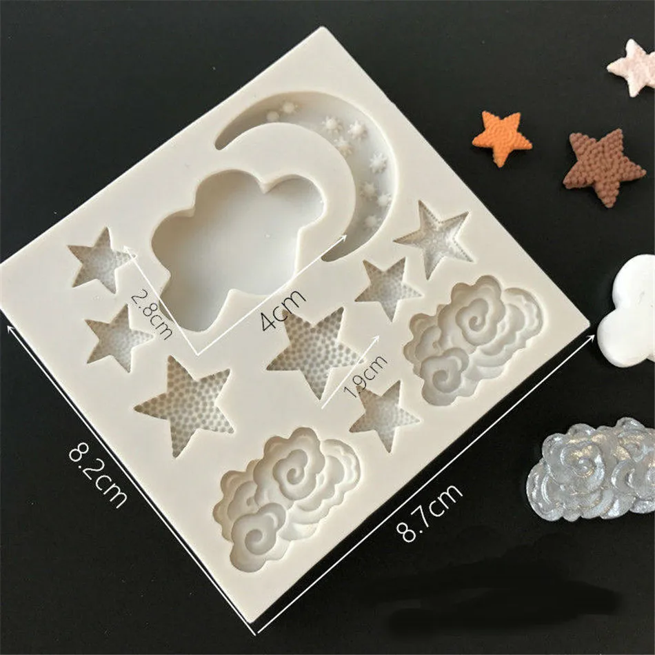VOGVIGO луна и звезды облака Силиконовая Форма Fondant Mold дома (сахарная) инструмент