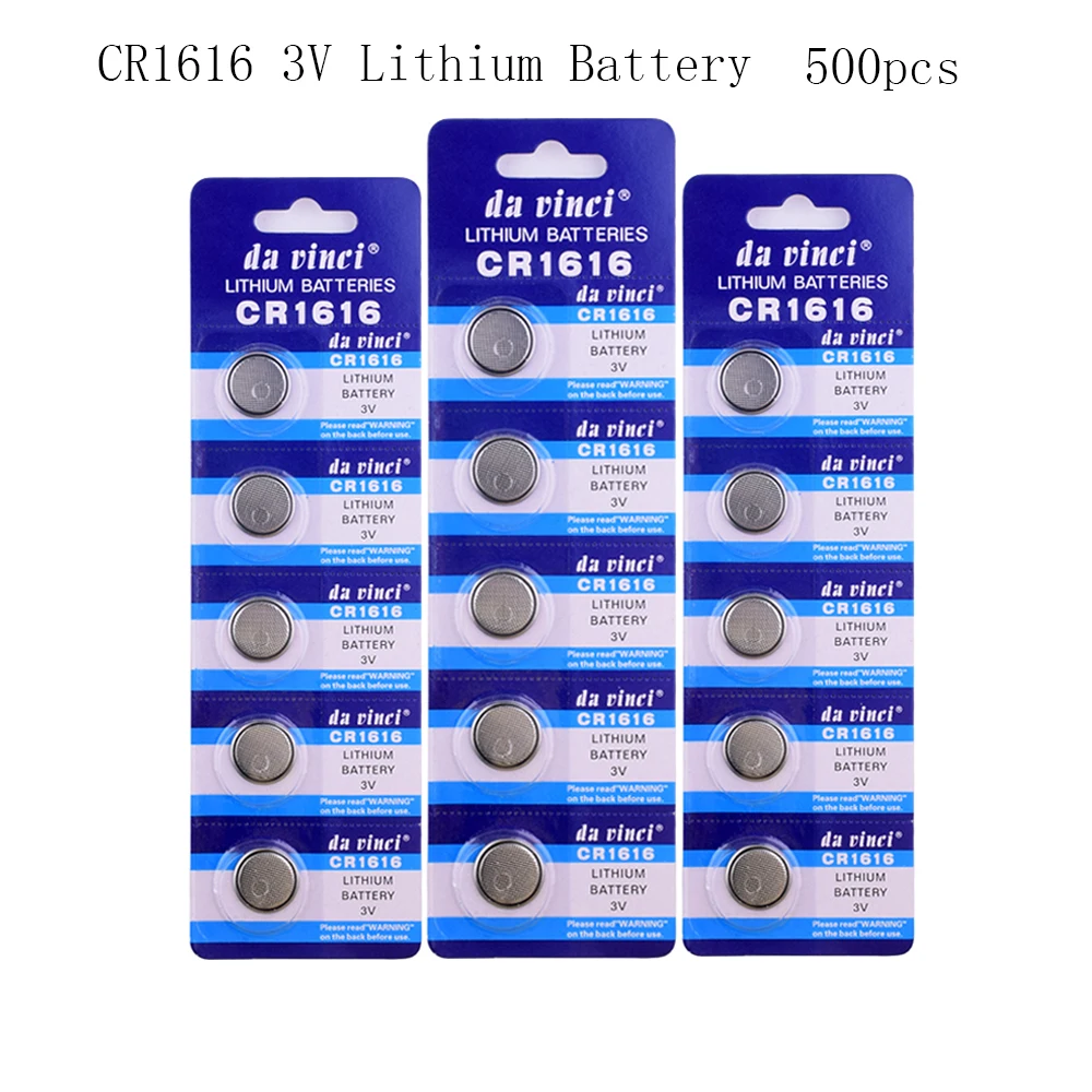 

500pcs 50mAh CR1616 3V Lithium Button Battery LM1616 DL1616 ECR1616 Coin Cell Batteries For Watch Electronic Toy Remote