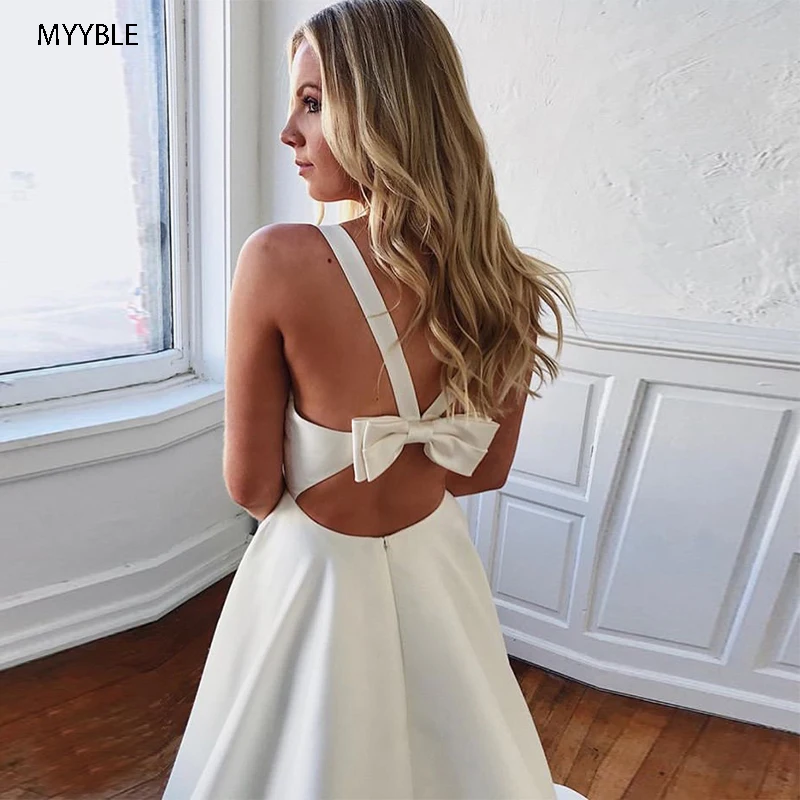 

MYYBLE Vestidos de novia con cuello en V Simple 2021 vestidos de novia sexis de playa vestido de boda