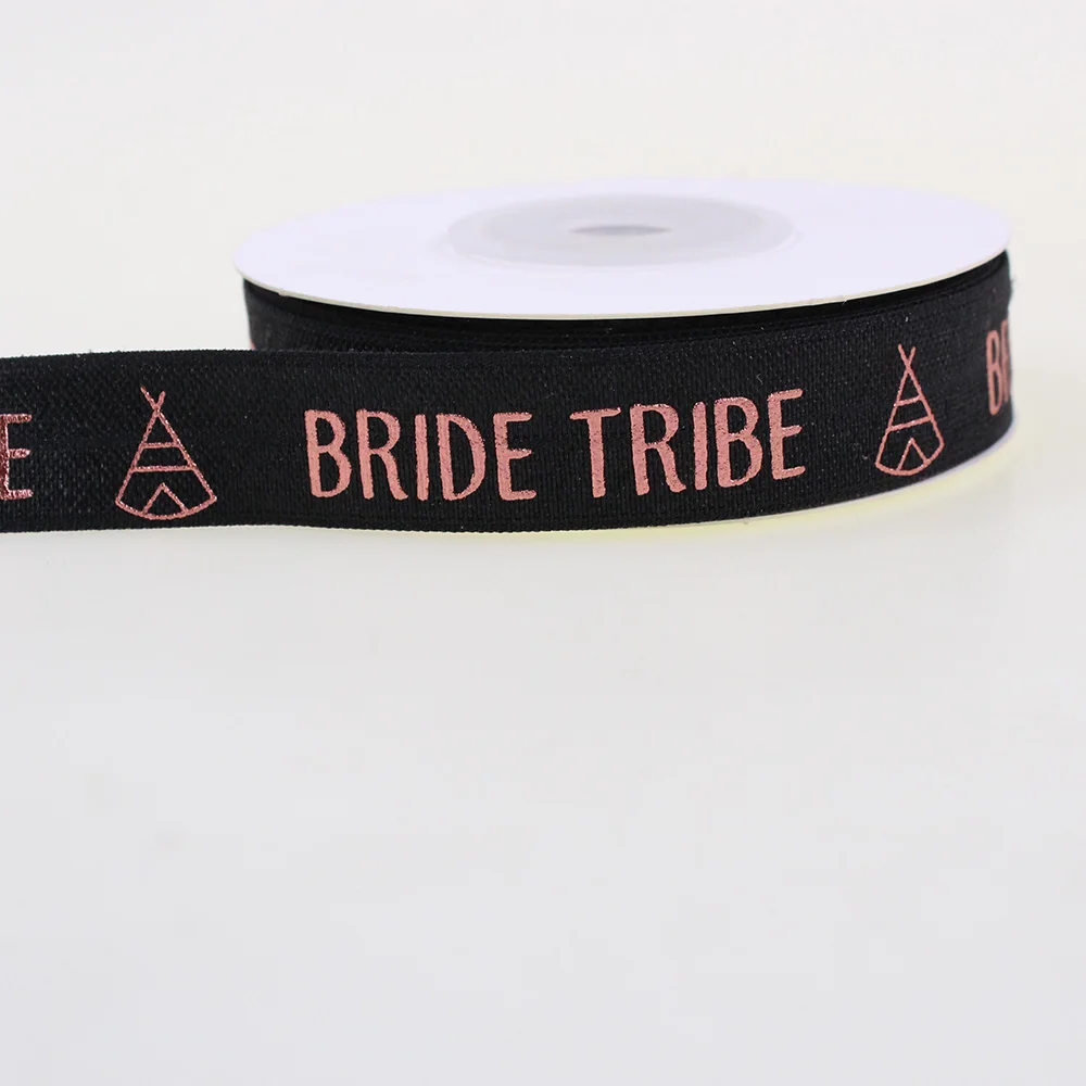 5/8 дюймов (16 мм) розовая бронзовая Золотая фольга с принтом Команда Невесты