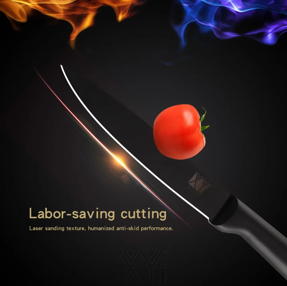 XYj набор ножей из нержавеющей стали антипригарное острое лезвие черный шеф