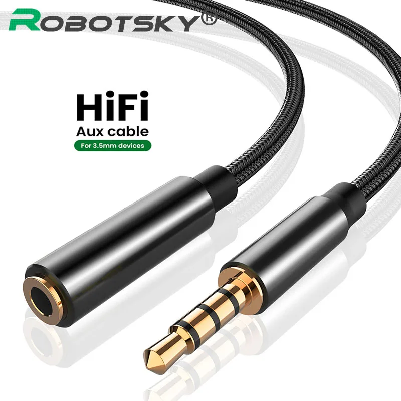 Аудиокабель с разъемом 3 5 мм аудиокабель со штекером на гнездо AUX удлинитель для