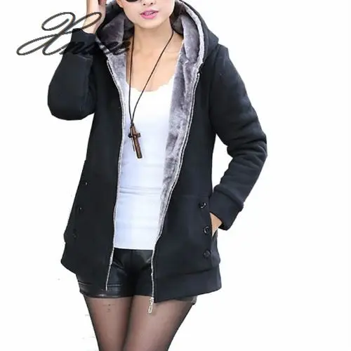 

2020 Autumn Women Zipper Hoodies Coat Female Slim Fit Fleece Jackets Long Sleeve Warm Fur Long Coats Plus Size 4XL