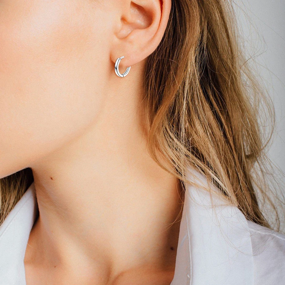 

AC 925 Silver Small Hoop Earrings Classic 925 Silver Jewelry Earrings Women's Earrings Anniversary Gifts Man's Jewelry Earrings