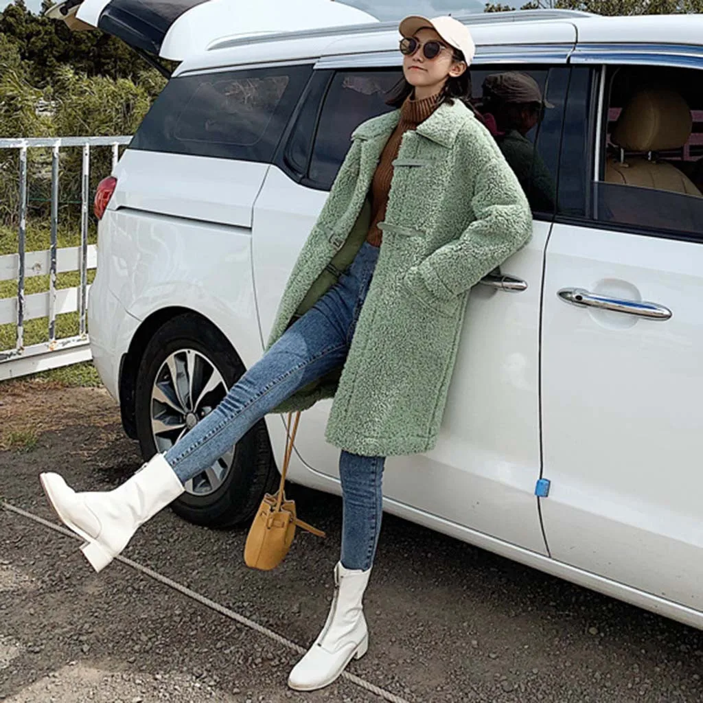 Женские пальто из искусственного меха зима 2019 длинная куртка для женщин овечьей