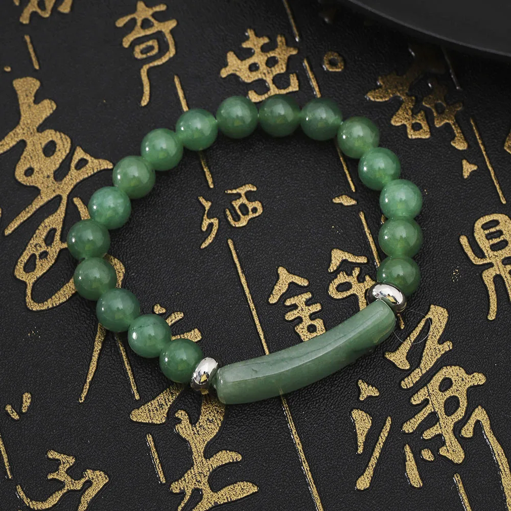 Модный браслет с тигром и натуральным камнем из бисера женский эластичный