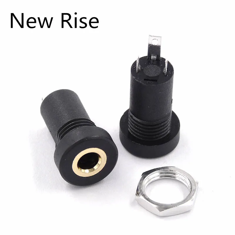

5PCS 3.5mm Stereo Audio Socket 3 Pole Black Panel Mount Gold Plated With Nuts Headphone Socket