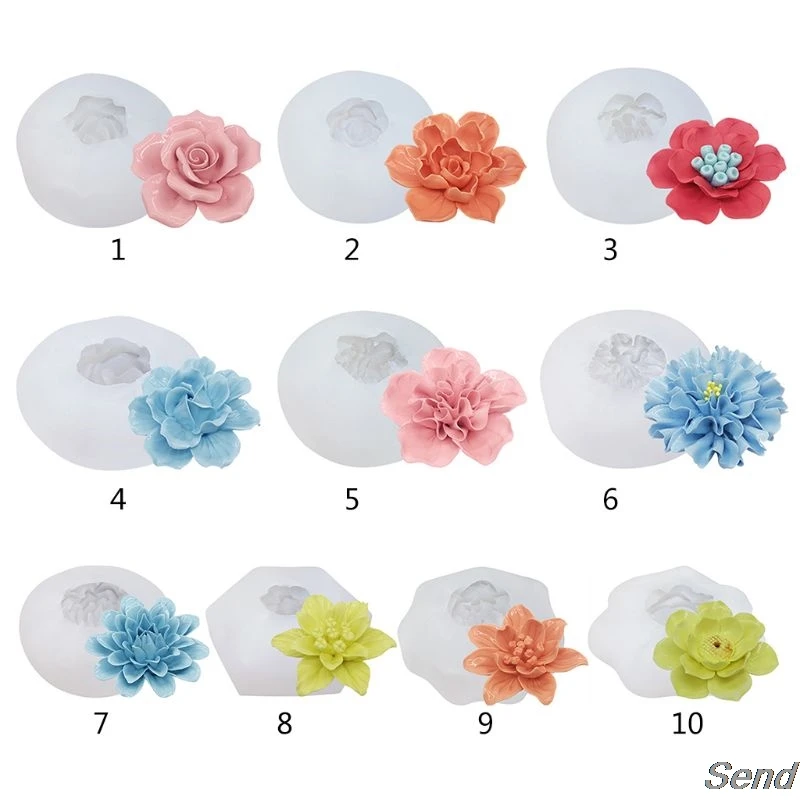 

DIY Crystal Epoxy Mold 3D Flower Shape ]Mirror Silicone Mould Cake Decor Molds