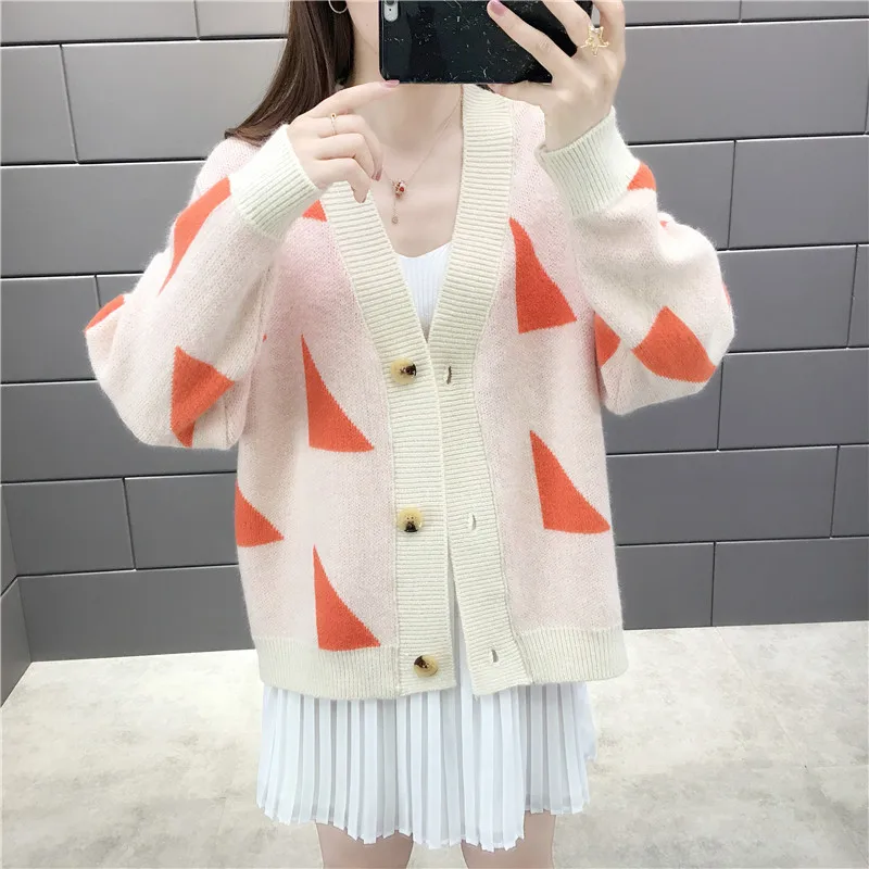 Осенняя Женская куртка новинка v-образный вырез однобортный Кардиган шикарный