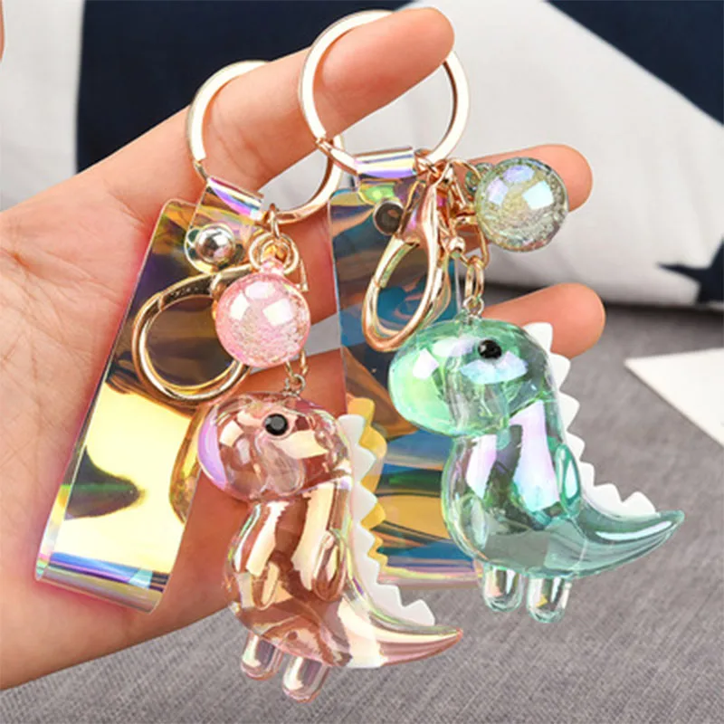 

New Creative Cartoon Cute Dinosaur Doll Keychain Acrylic Animal Charm Pendant Pair Car Keychain Bag Pendant Keyirng Gifts