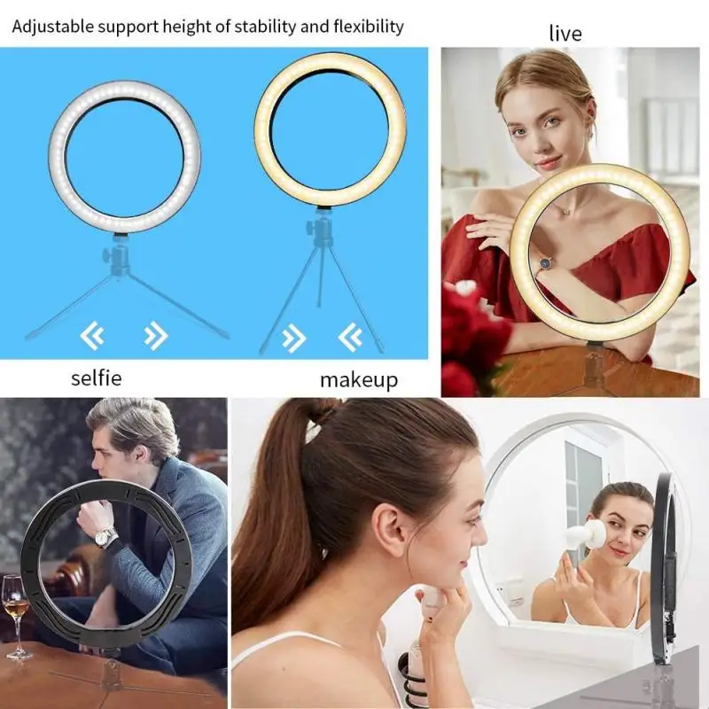 

Photography LED Selfie Ring Light Dimmable Camera Phone Ring Lamp For Makeup Video Live Studio For Youtube For Samsung LG