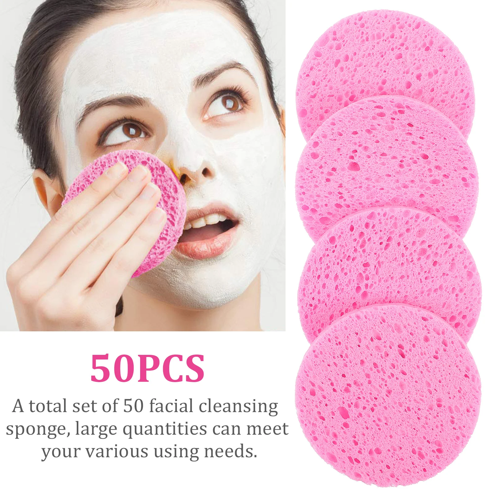 

50pcs Cellulose Facial Sponges Natural Cosmetic Spa Sponges for Facial Cleansing