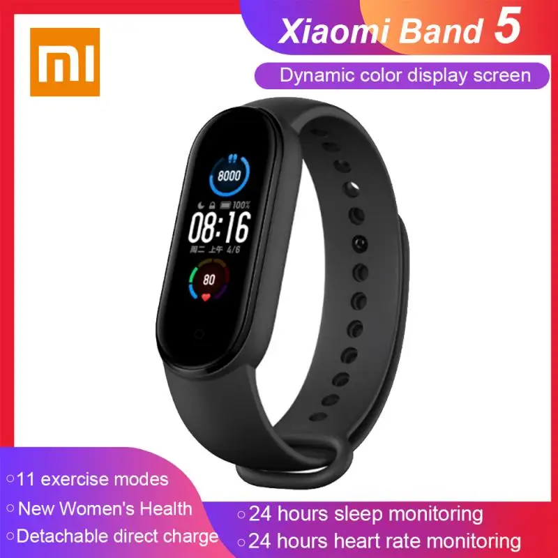 Смарт браслет Xiaomi Mi Band 5 4 цвета AMOLED экран смарт фитнес трекер Bluetooth спортивный