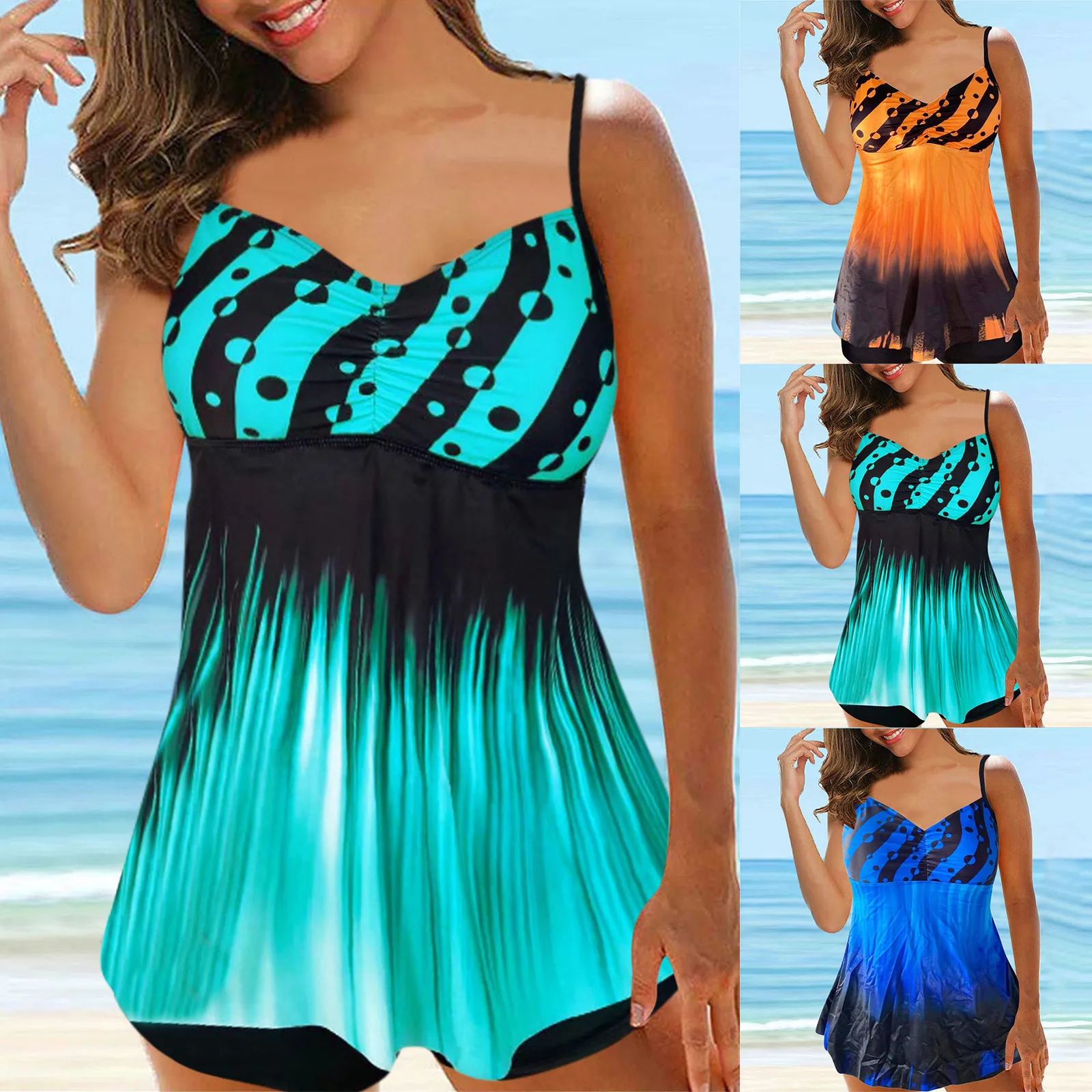 

Women's Tankini Large Digital Print Hot Spring Beach Resort Split Swimsuit Set Beachwear Swimwear Bather Bathing Suit Swimsuit