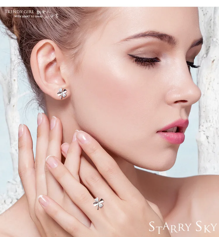 

Fashion Jewelry 925 Sterling Silver AAA + Zircon Cross Game Flower Ear Studs Womans Earrings