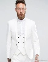 white groom tuxedos shawl lapel groomsmen mens wedding dress fashion man jacket blazer 3piece suitjacketpantsvesttie