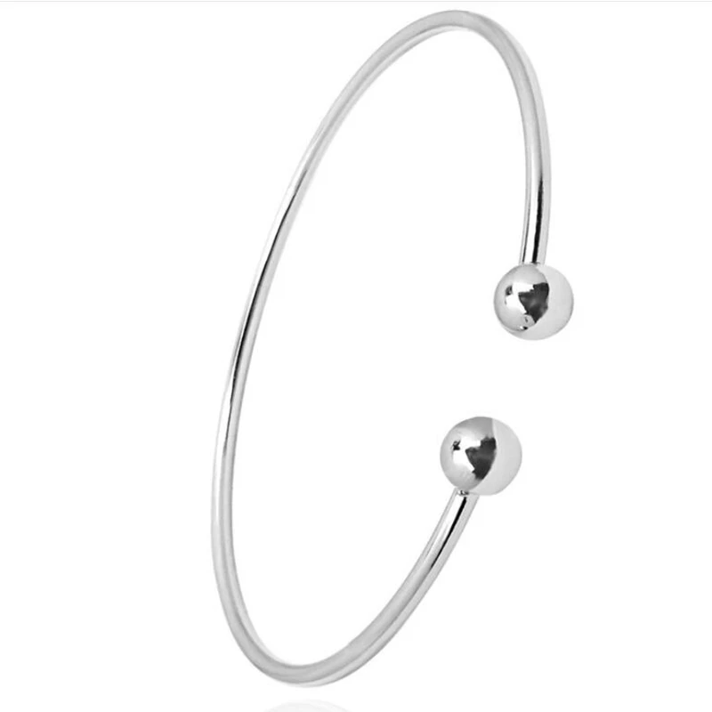 Женский браслет с круглым носком из стерлингового серебра 925 пробы ювелирное