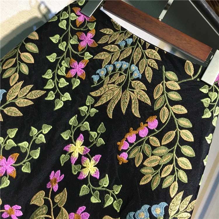 

Pencil Skirt High Waist Elegant Lace Midi Skirt Women Spring Flowers Embroidery Skirts Womens Korean Office Lady Slim Bodycon