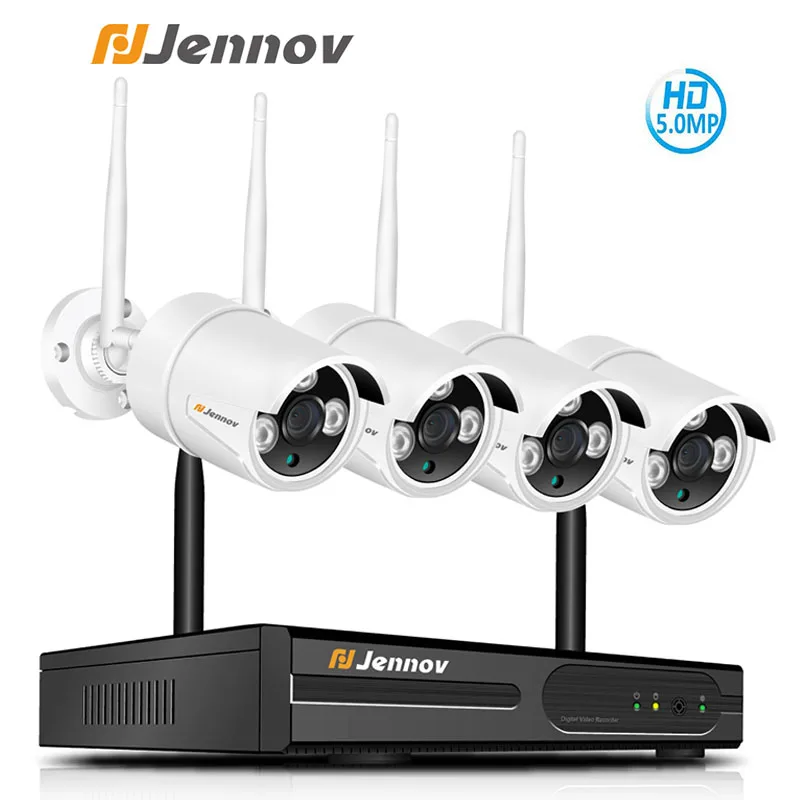 Jennov 5MP 4CH беспроводная система безопасности HD камера NVR комплект видеонаблюдения