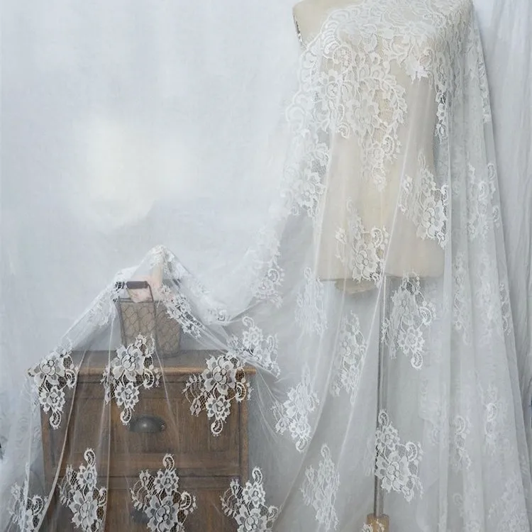 

Soft mesh large flower eyelash lace fabric DIY wedding veil dress home accessories lace trim