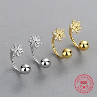 925 sterling silverzircon flower screw back stud earrings for women wedding party fine minimalist fine women earrings