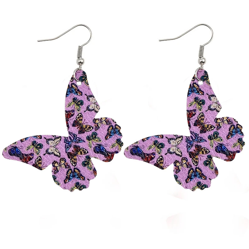 

8Seasons New Fashion Double-sided PU Leather Butterfly Shape Drop Earrings For Women Wedding Party Club Earrings Jewelry ,1 Pair