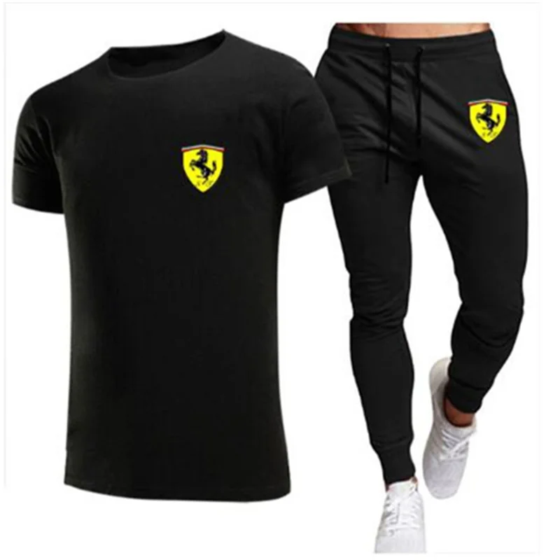 

Men's Casual Tracksuit Summer Clothes Sportswear Two Piece Set T Shirt Brand Track Clothing Male Sweatsuit Sports Suits S-2XL