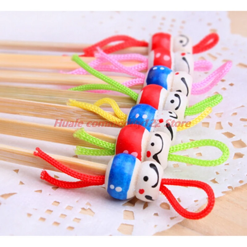 

New 5PCS Cute Handmade Bamboo Oriental Doll Clean Ear Pick Wax Remover Pendant Key Chain Key Ring Random Color