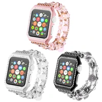for apple watch series 6 5 4 3 2 luxury agate diamond alloy protective case wrist sport band strap bracelet cover