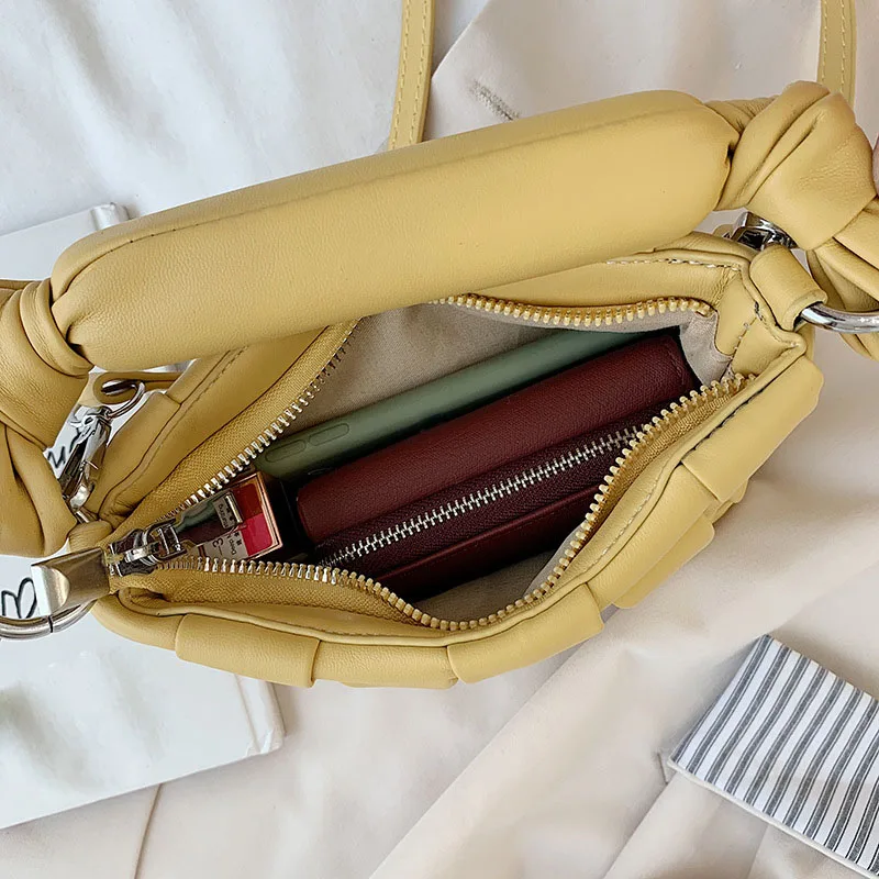 

Luxury PU Handbag Women Bags Designer Fashion Weave Shoulder Messenger Bag Candy Color Clutches Bag Purse Mini Tote Female Small