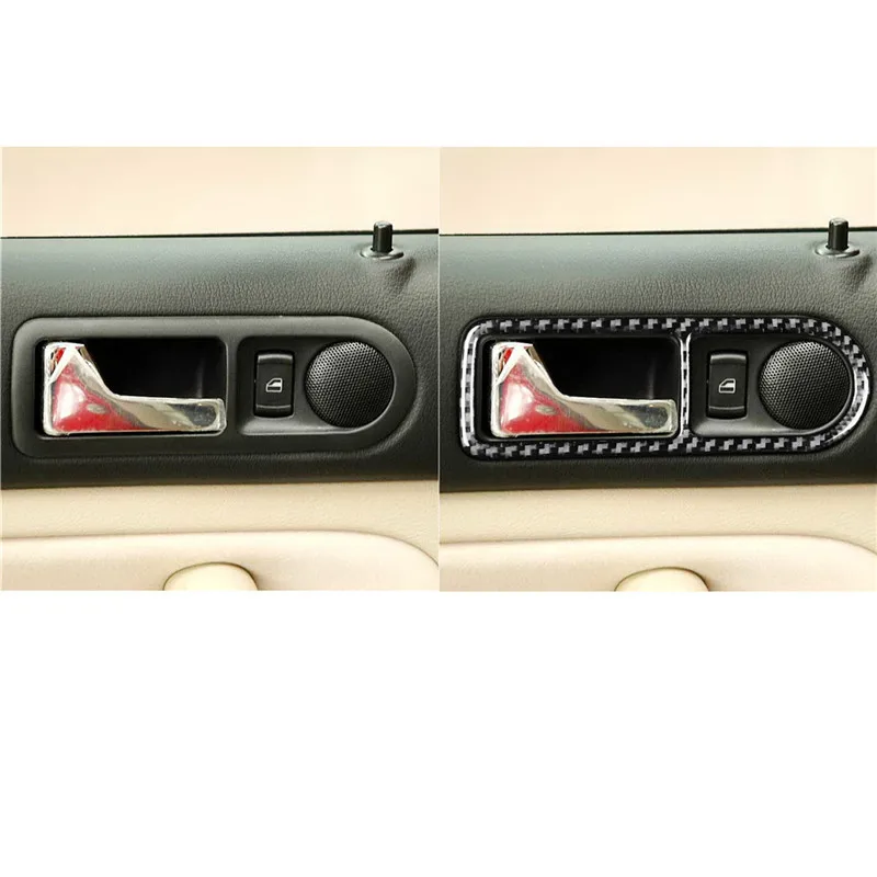 For Volkswagen 1999-2004 Golf 4 GTI Jetta MK4 Door Handle B Car Accessories Interior Carbon Fiber Stickers Decorative 4PCS