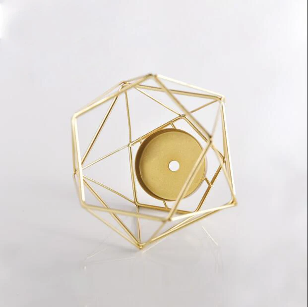 Стеклянный креативный подсвечник для украшения дома из кованого железа Золотой