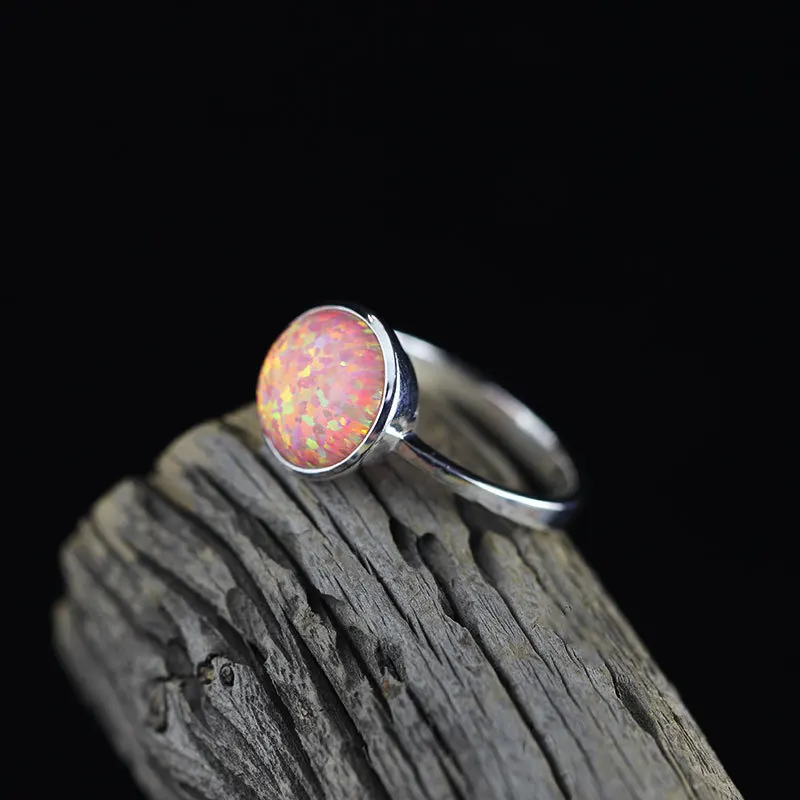 

S925 Sterling Silver Ornament Simple Design Women's Opal Ring