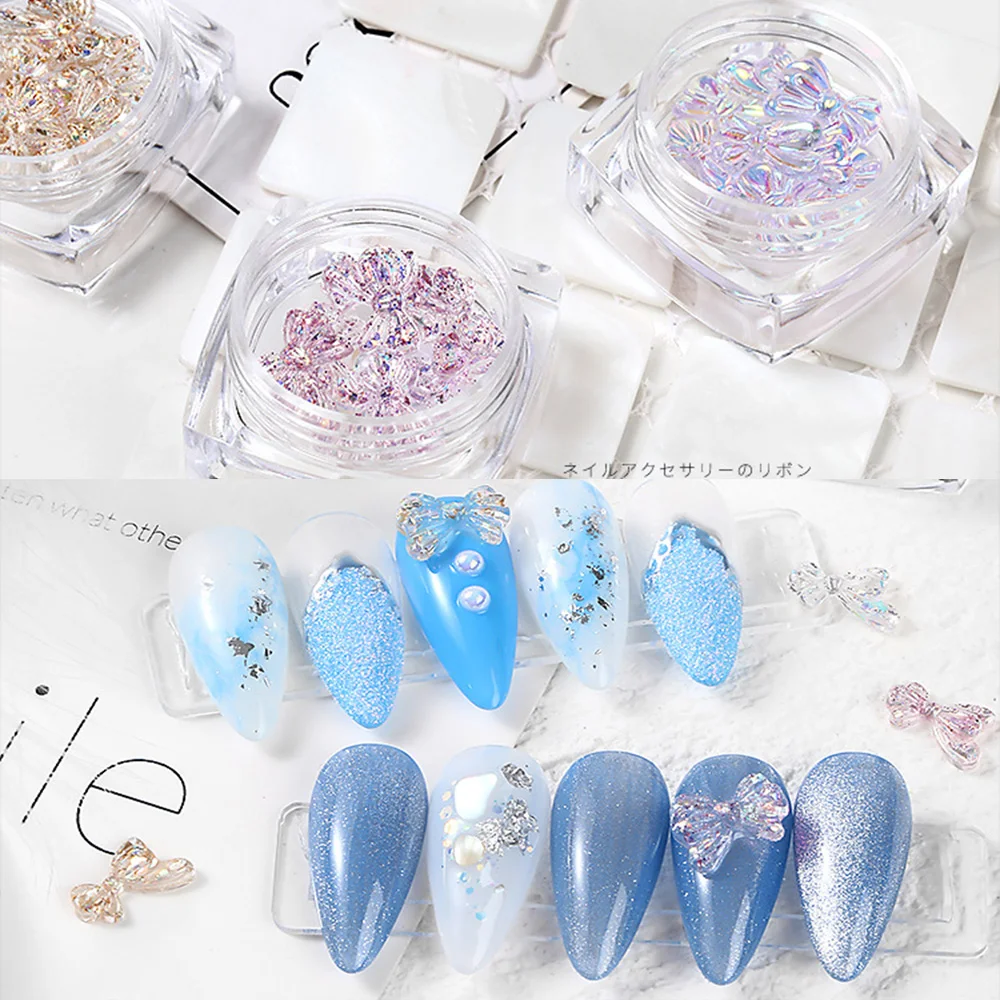 Смешанные Красочные AB Кристалл ногтей Цветок Узел галстук бабочка Аврора