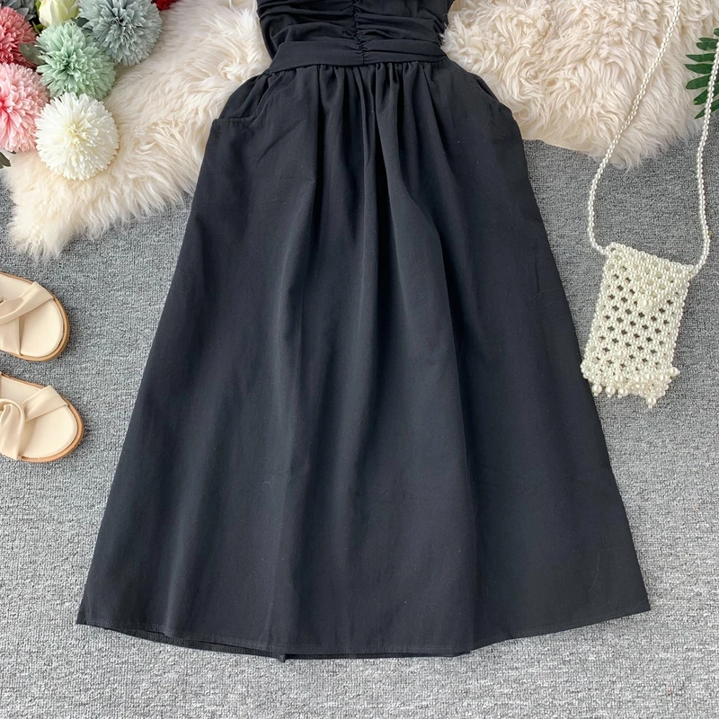 

Tube Top Dress Women New Sexy High Waist Strapless Solid Color Dress