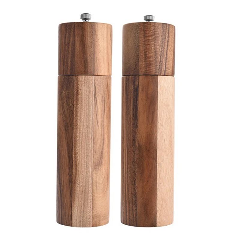 

2 Pieces Of Set Ceramic Core Salt&Pepper Grinders,Wooden Manual Spice Mills,Kitchen Grinding Tools