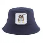 Панама с вышивкой животных, хлопковая шляпа с вышивкой в виде собаки, чёрная, белая, для улицы, корейский стиль, для мужчин и женщин