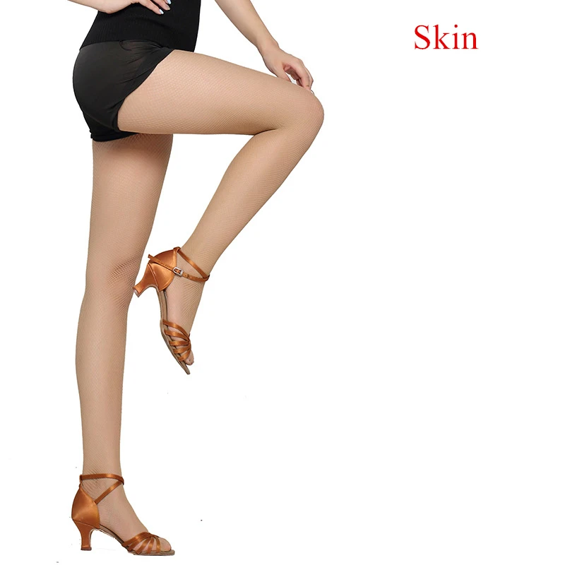 Skin Женские Профессиональные колготки в сетку, специально для Бальных и латинских танцев, эластичные носки для латины из жесткой пряжи, сексуальные колготки - Цвет: Skin