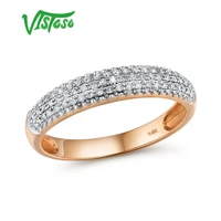 vistoso gold rings for women genuine 14k 585 rose gold ring sparkling diamond promise engagement rings anniversary fine jewelry