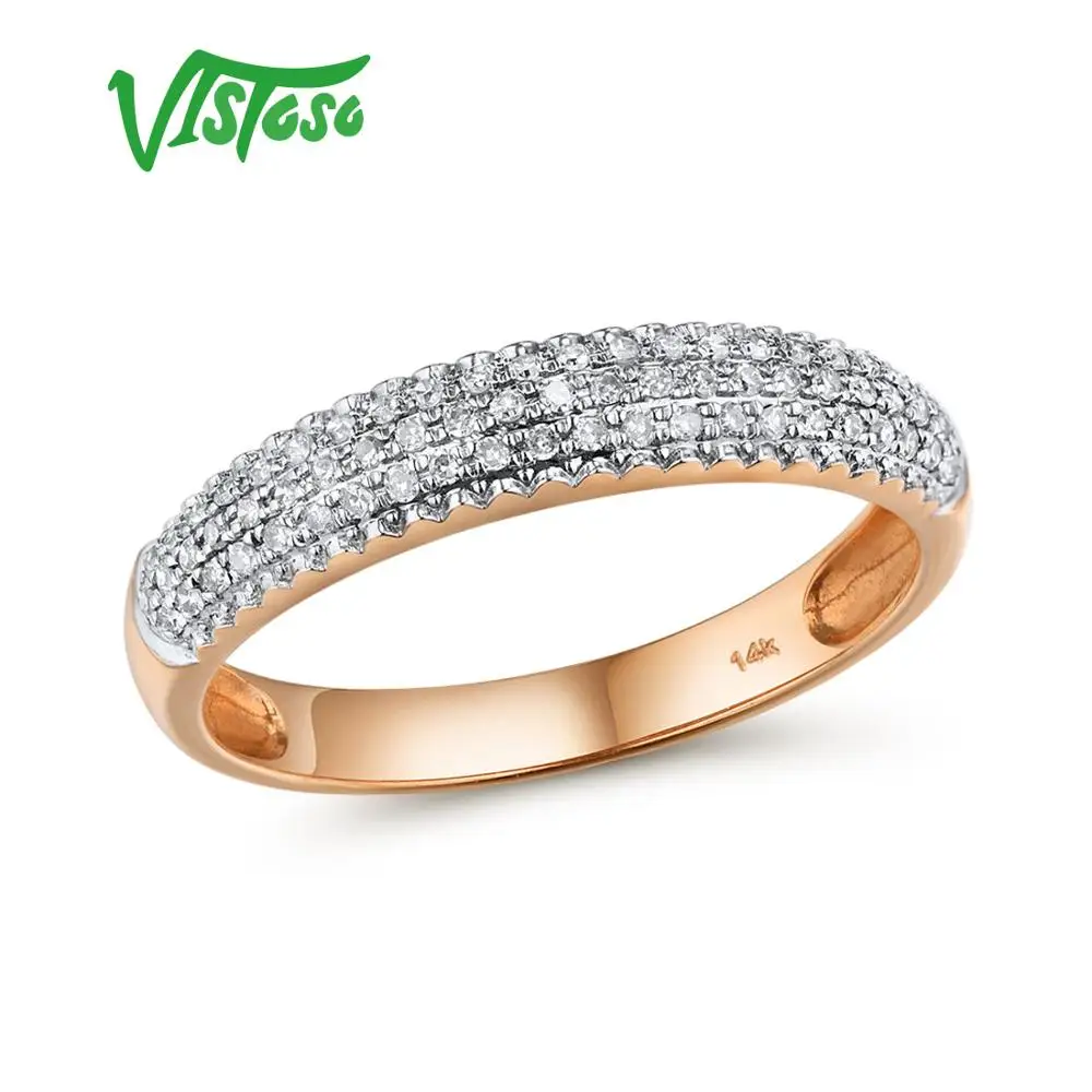 Женское золотое кольцо с бриллиантами VISTOSO розовое золото 14 к 585 пробы со