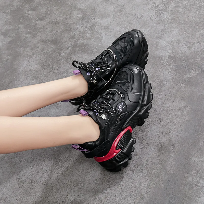 

red shoes women ins fashion leather leisure sports 2020 autumn new versatile net shoes