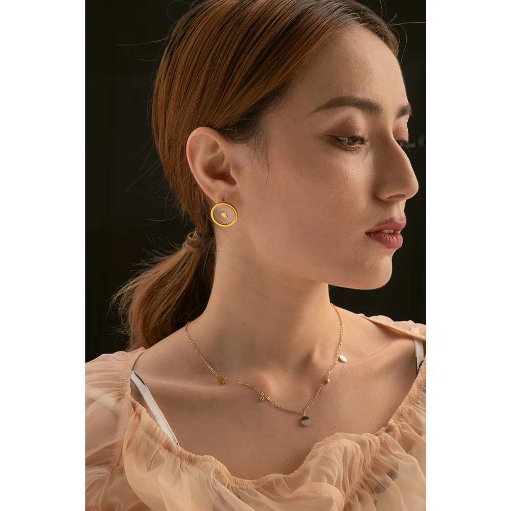 Серьги-гвоздики Yhpup из нержавеющей стали женские простые круглые геометрические