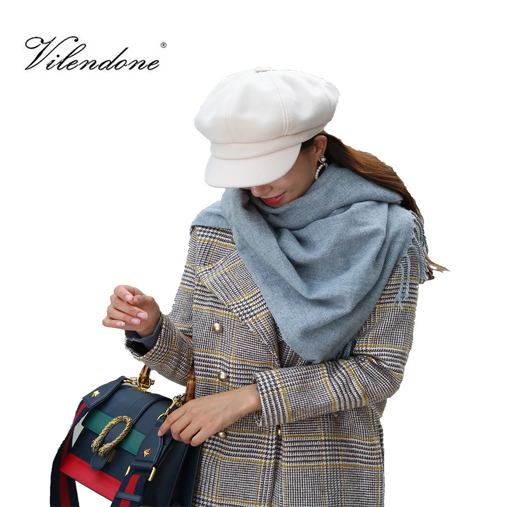 Новинка 2019 женские зимние шапки осенняя шерсть восьмиугольный берет теплая