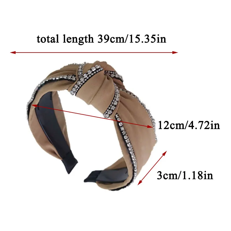

Solid Color Wide Brimmed Hair Hoop 1PC Middle Knotted Head Hoop Girls Shining Rhinestone Headband Fashion Hair Accessories
