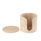 Коробка для хранения ватных дисков для макияжа, круглый контейнер для хранения ватных дисков для снятия макияжа, органайзер для косметики, деревянный контейнер