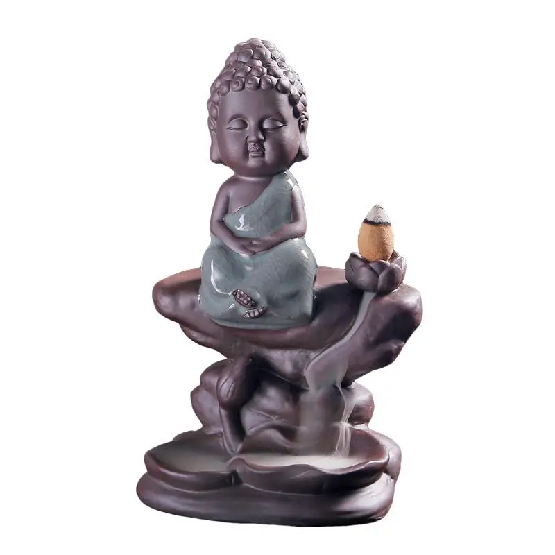

Small Buddha Stick Incense Holder Backflow Incense Burner Ceramic Creative Home Decor Smoke Waterfall Aromatherapy Buddha Censer