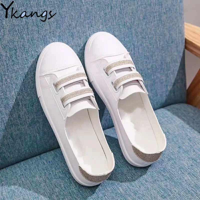 

Summer Women Low-cut Breathable White Vulcanized Shoes Korean Style Pu Leather Casual Outdoor Sports Shoe Ladies Flat Sneakers